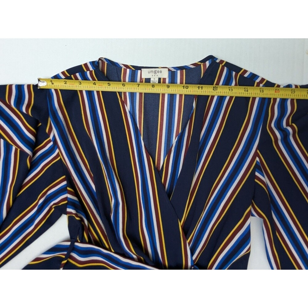 UMGEE Multicolored Striped Wrap Tie Ruffle MIDI Dress/Tunic Size Small - Picture 5 of 7